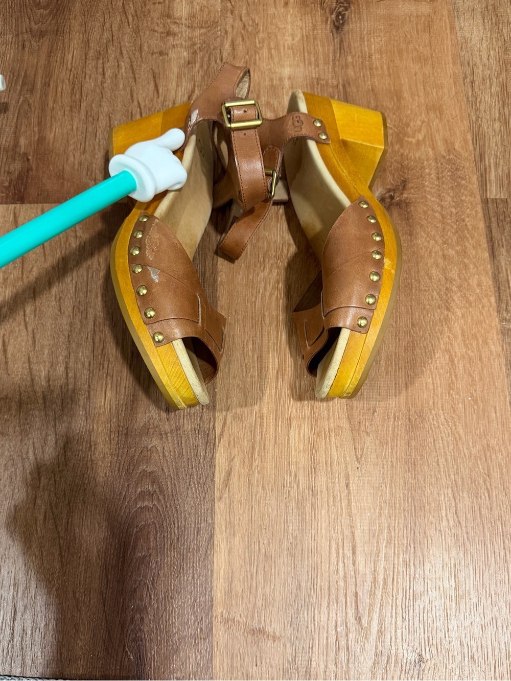 UGG Women’s Size 9 Brown Leather Janie Ankle Strap Platform Sandals - Picture 4 of 9